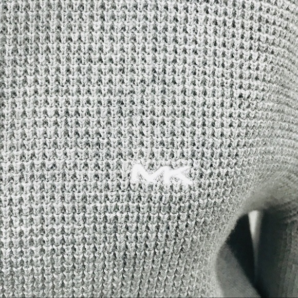 Michael Kors Hooded Zip Up Waffle Sweater, Gray - Picture 3 of 5